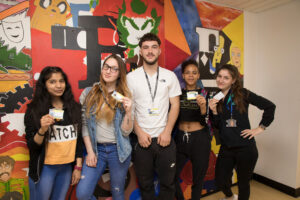 student group in corridor