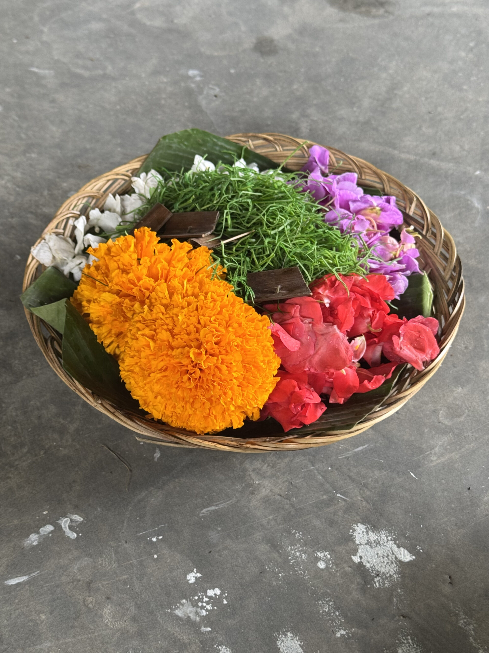 Stanmore College Visit to Bali offerings with flowers