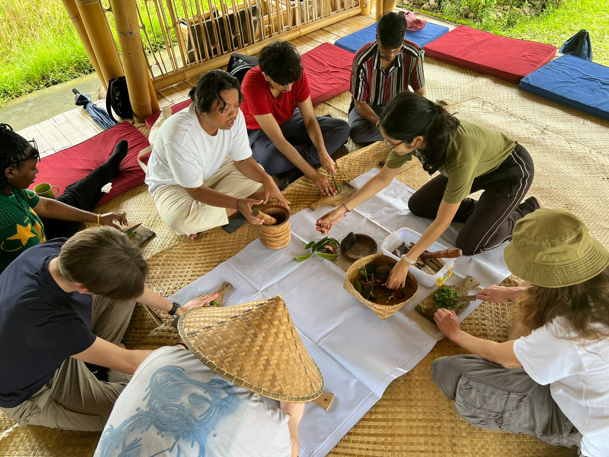 Stanmore College students taking a culinary class in Bali.