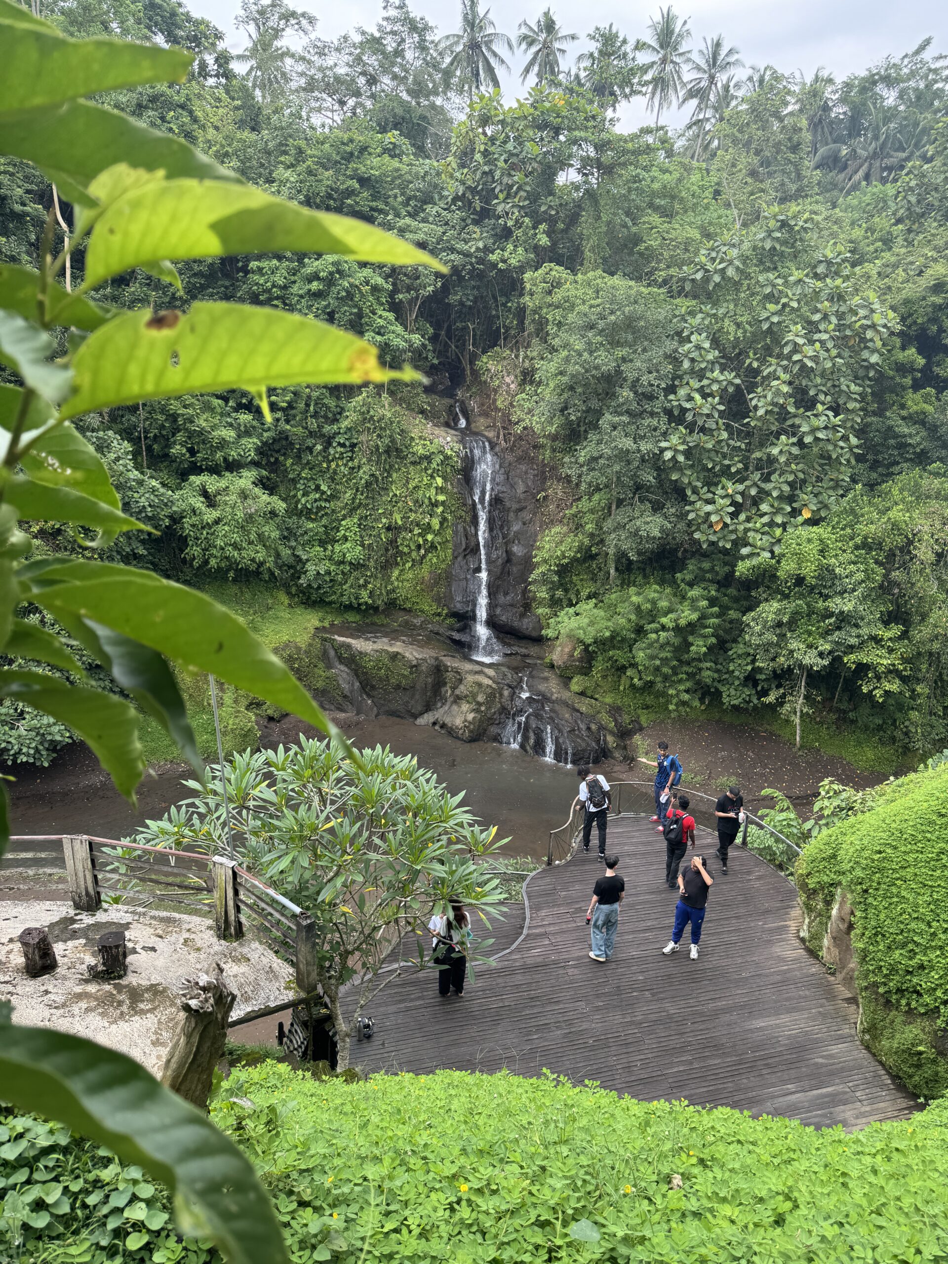 Stanmore College students by the waterfalls in Bali.