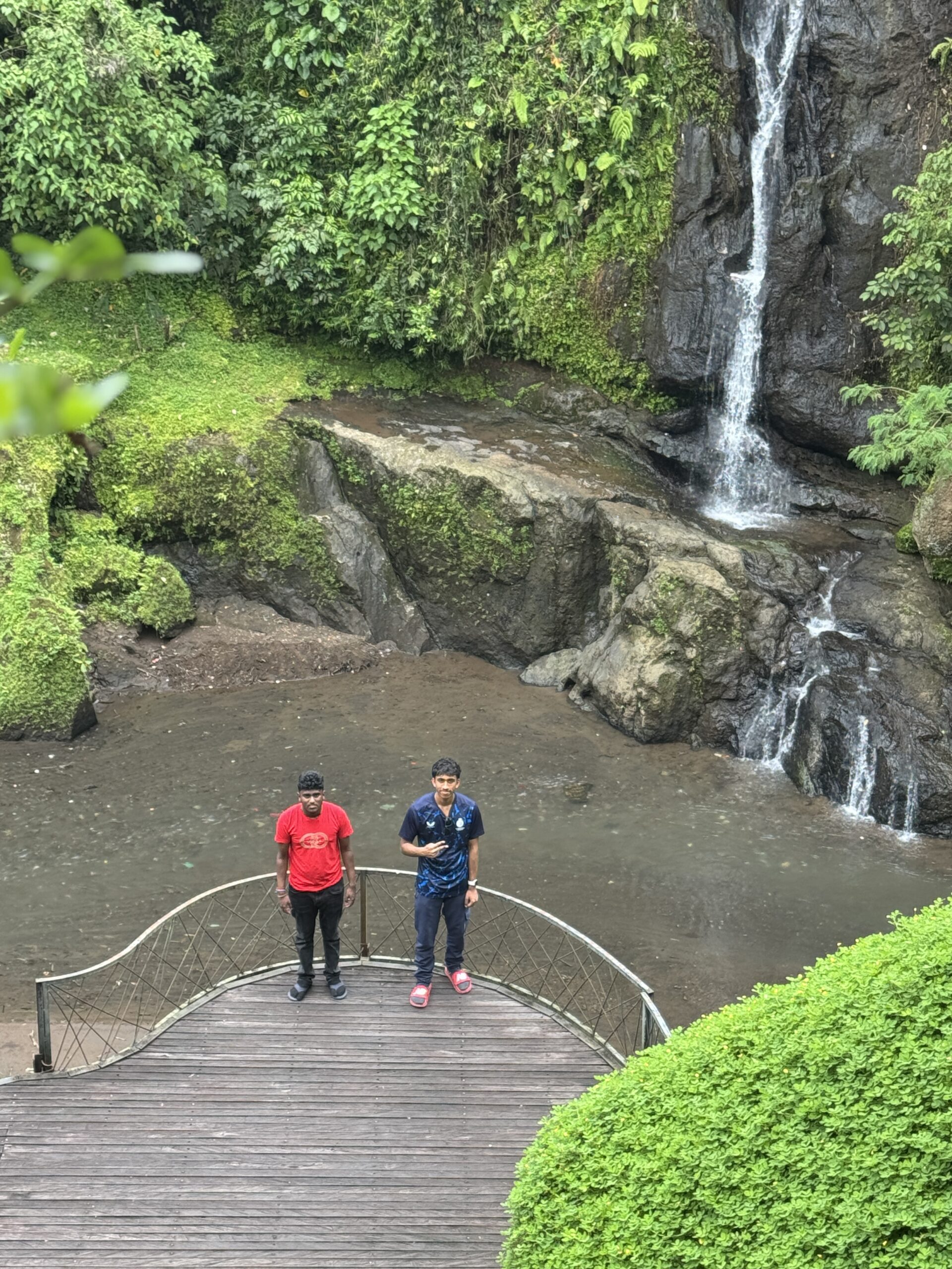 Stanmore College students by the waterfalls in Bali.