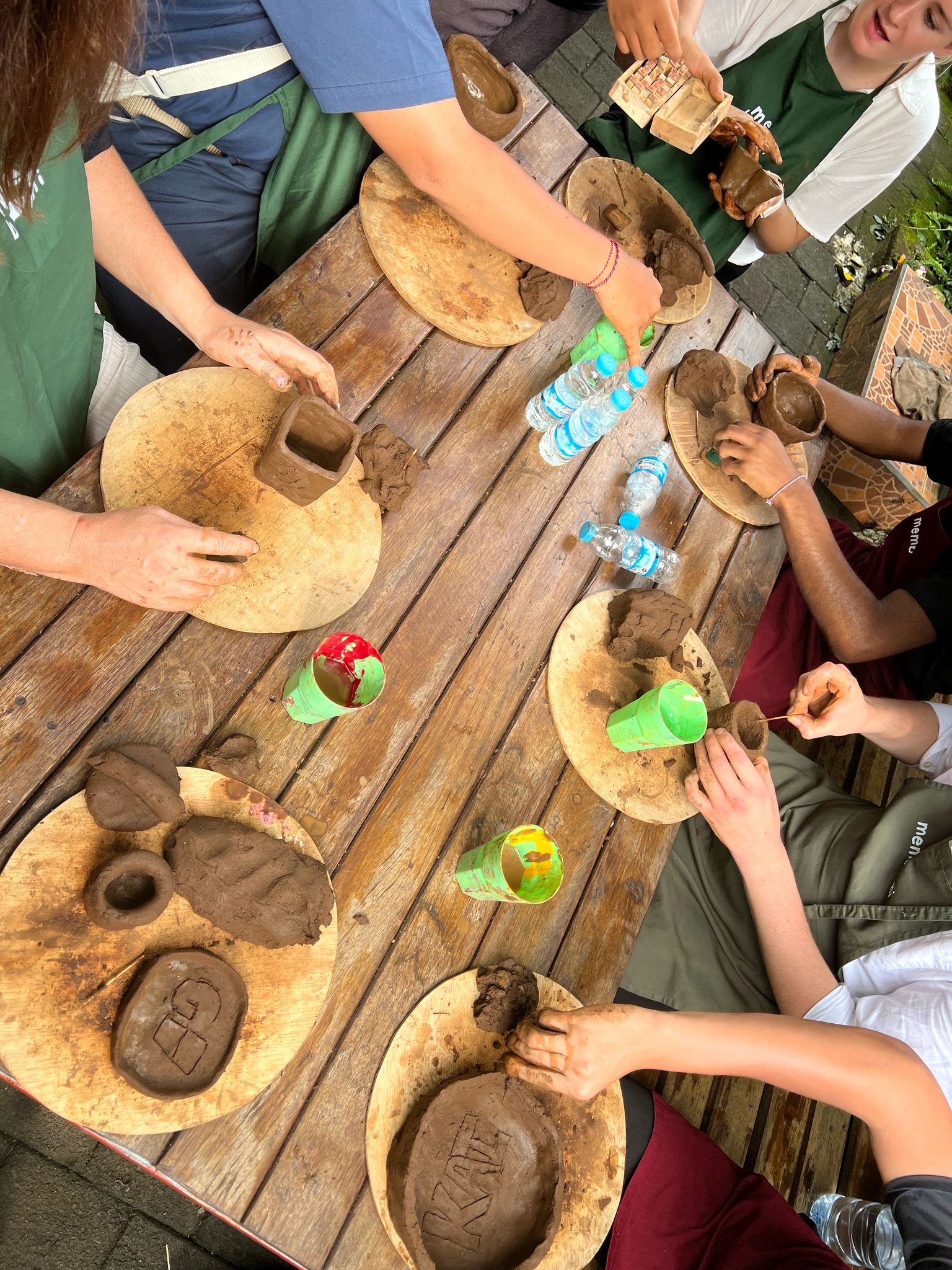 Clay art practice around a table