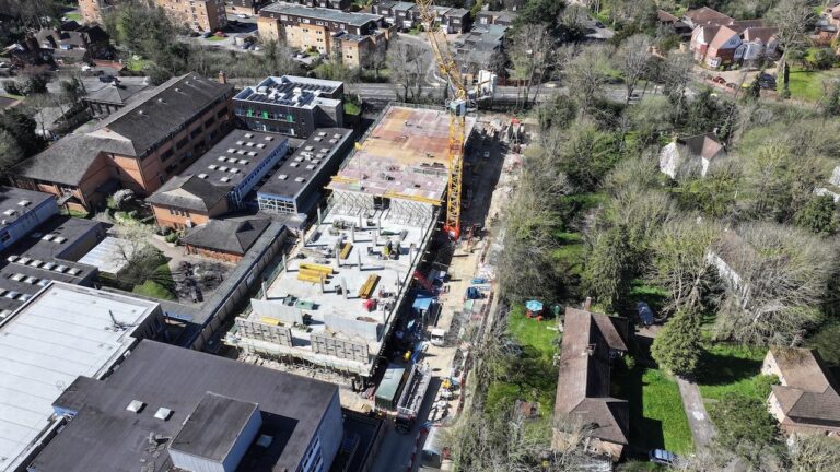 drone footage of block a and b