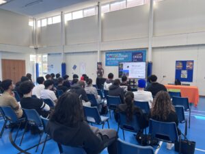 Students listening to talk from Harrow Council.