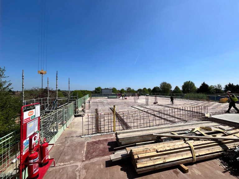 looking out to site from the third floor