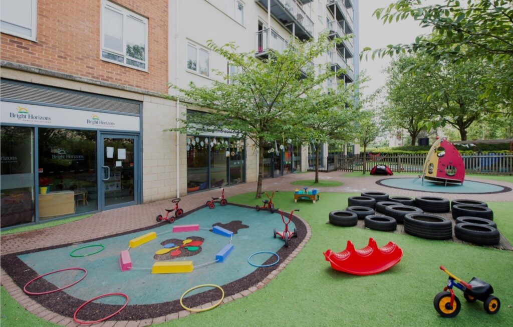Outdoor children play area at Bright Horizon Nursery Colindale