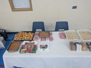 Food table at College Charity fundraiser event.