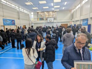 Staff and students at College Charity fundraiser event.